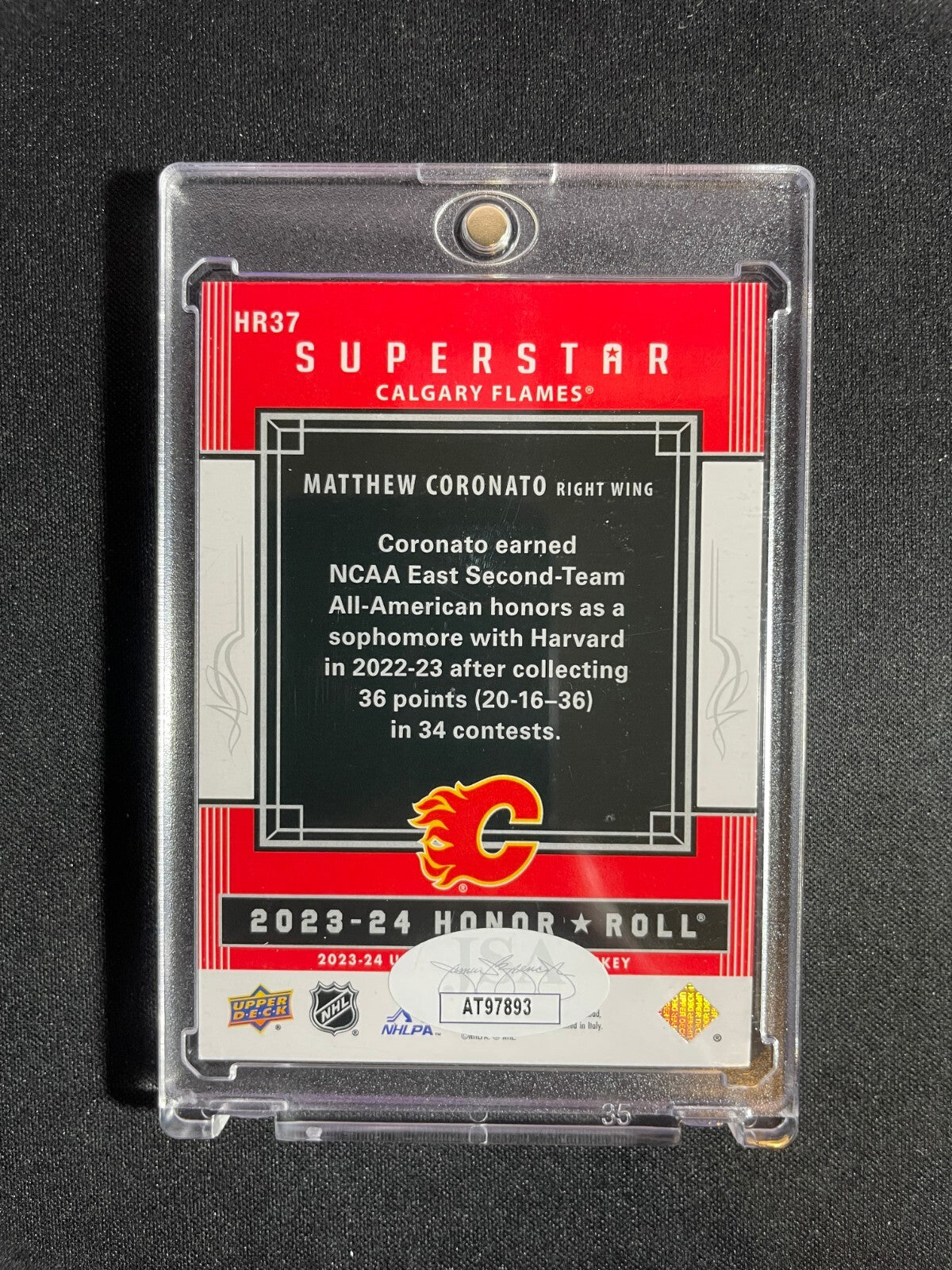 Matthew Coronato #HR37 Honor Roll Rookie 2023-34 Upper Deck Series 2 AUTO JSA LP