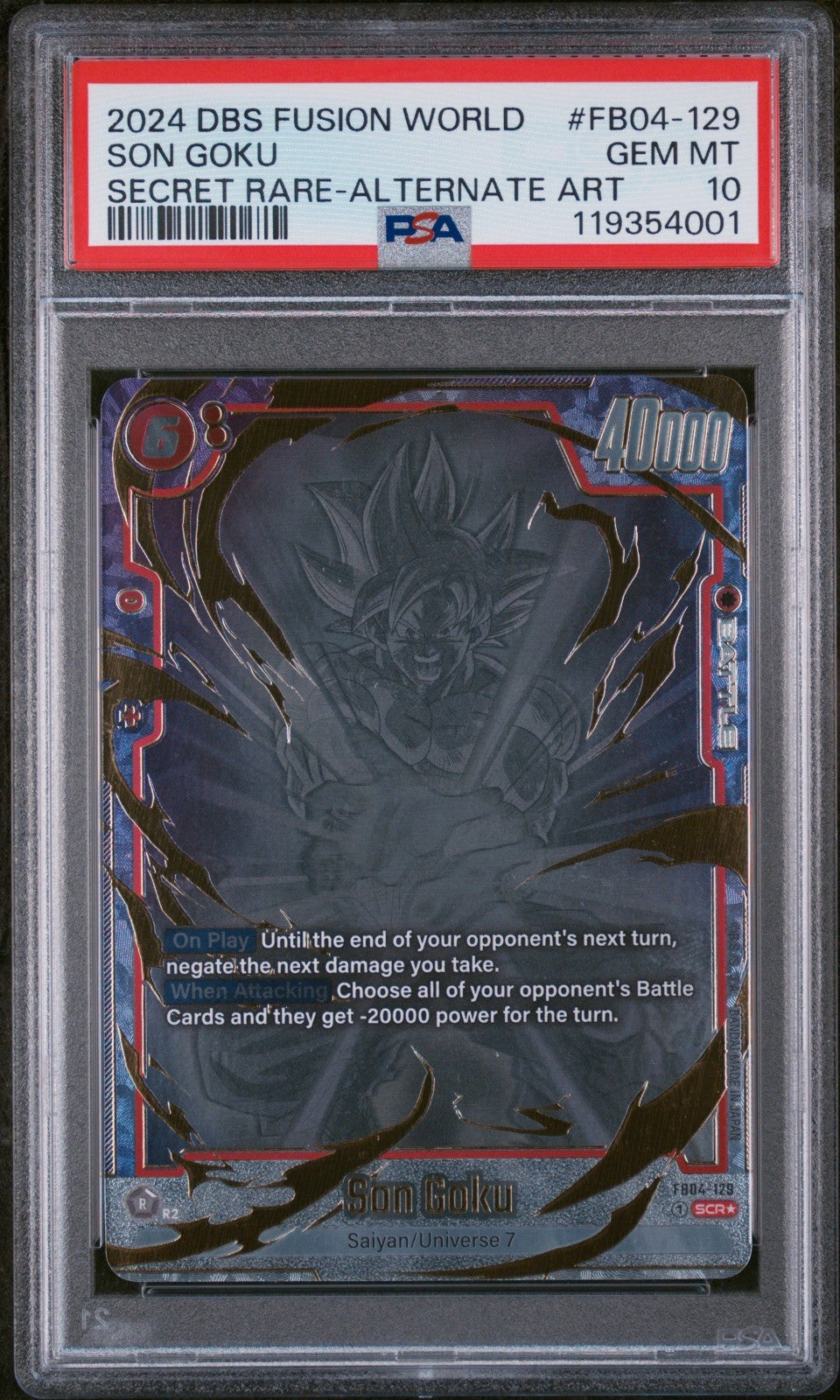 PSA 10 - Son Goku FB04-129 Secret Rare Alt. Art Dragon Ball Fusion World English