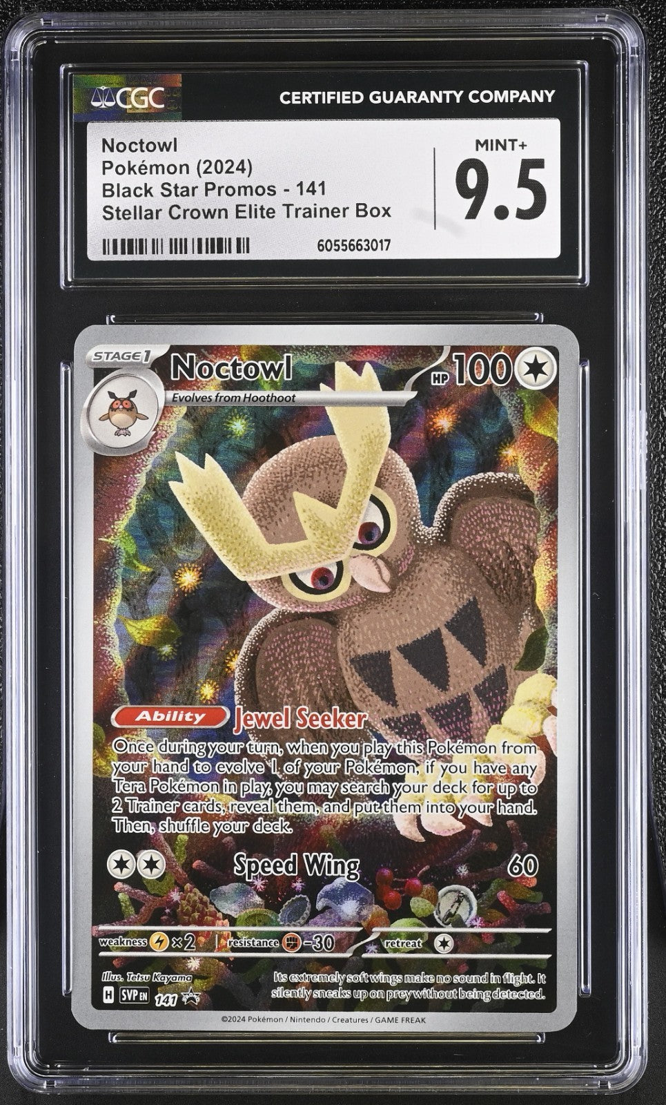 CGC 9.5 - Noctowl 141 SVP Black Star Promo - Pokemon Stellar Crown ETB