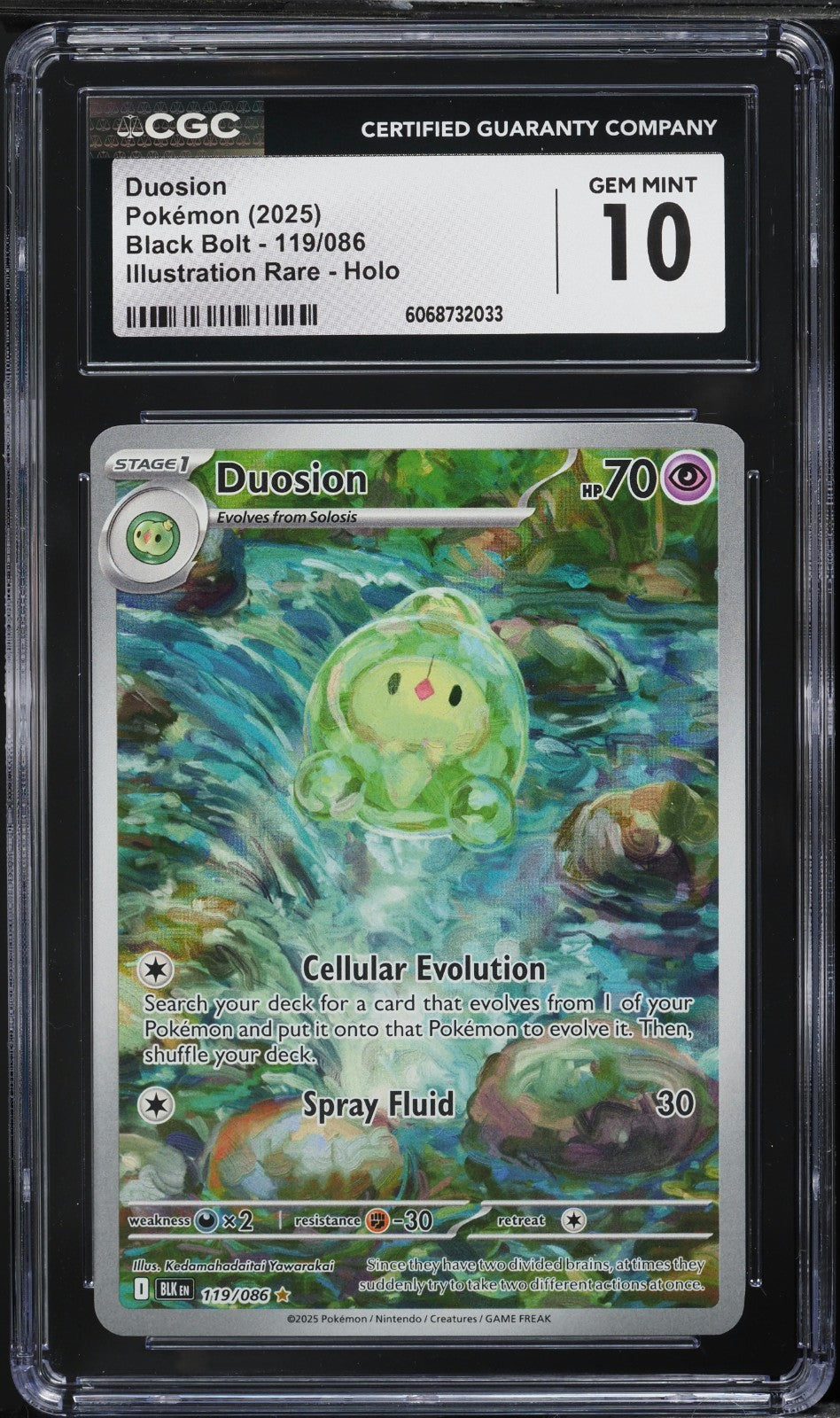 CGC 10 - Duosion 119/086 Illustration Rare - Pokemon Black Bolt ENGLISH Gem Mint