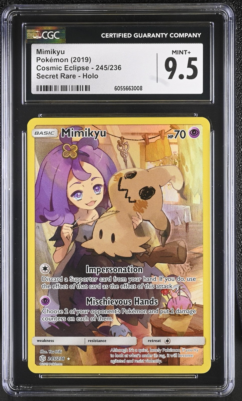 CGC 9.5 - Mimikyu 245/236 Secret Rare Pokemon Cosmic Eclipse Sun & Moon Full Art