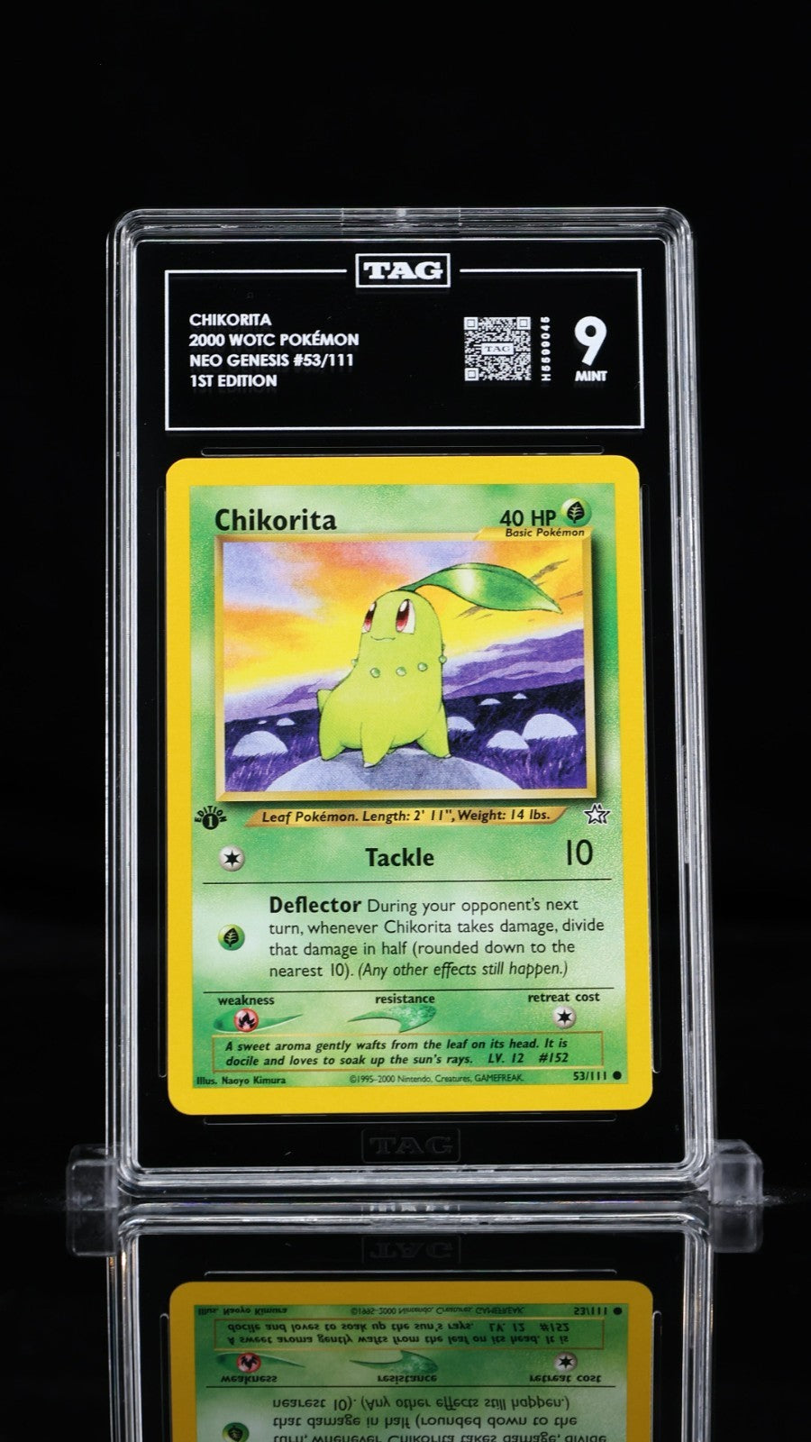 TAG 9 - Chikorita 53/111 1st Edition Common - Pokemon Neo Genesis WOTC Vintage