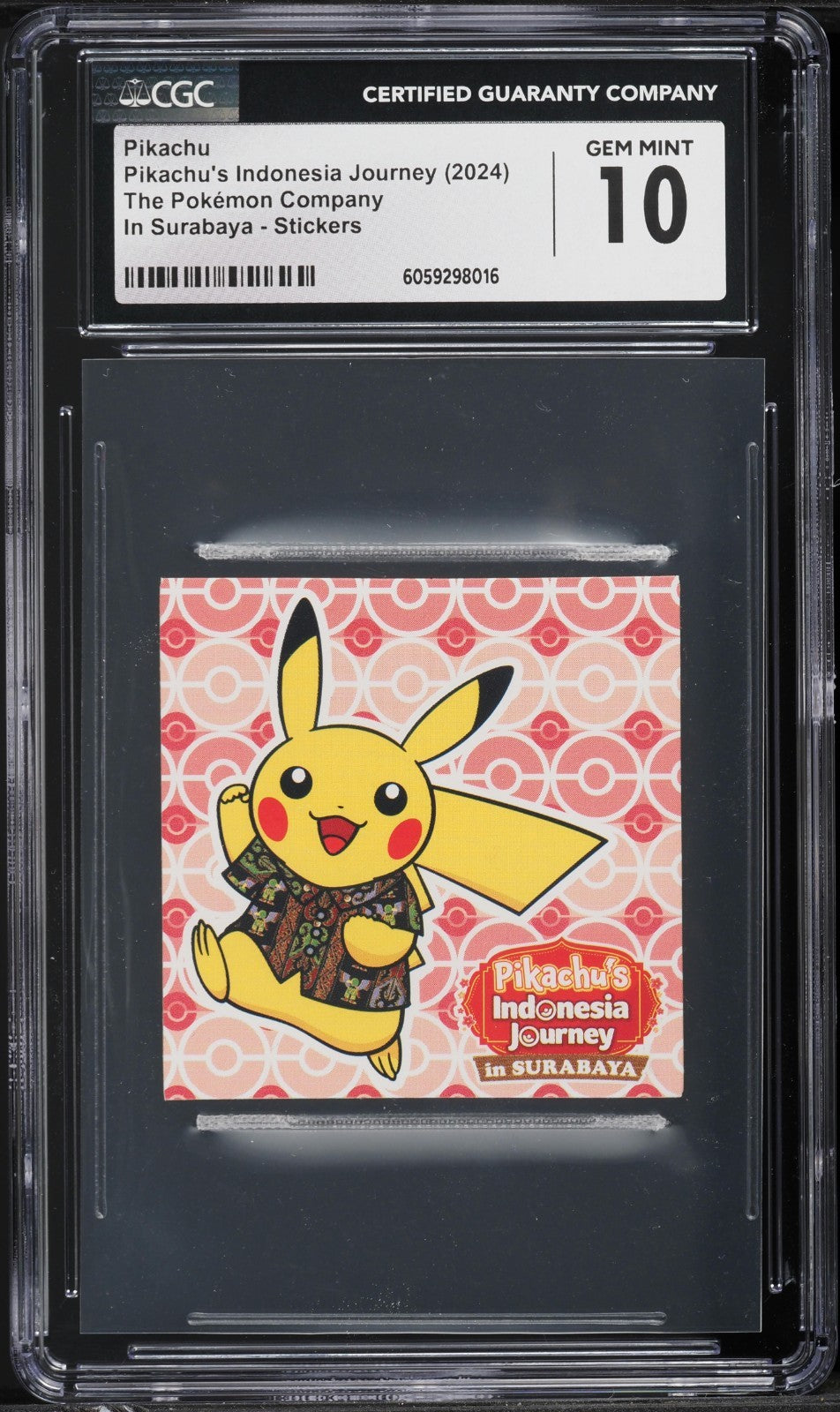 CGC 10 - Pikachu in Batik Shirt Surabaya Sticker - Pokemon Indonesian Exclusive