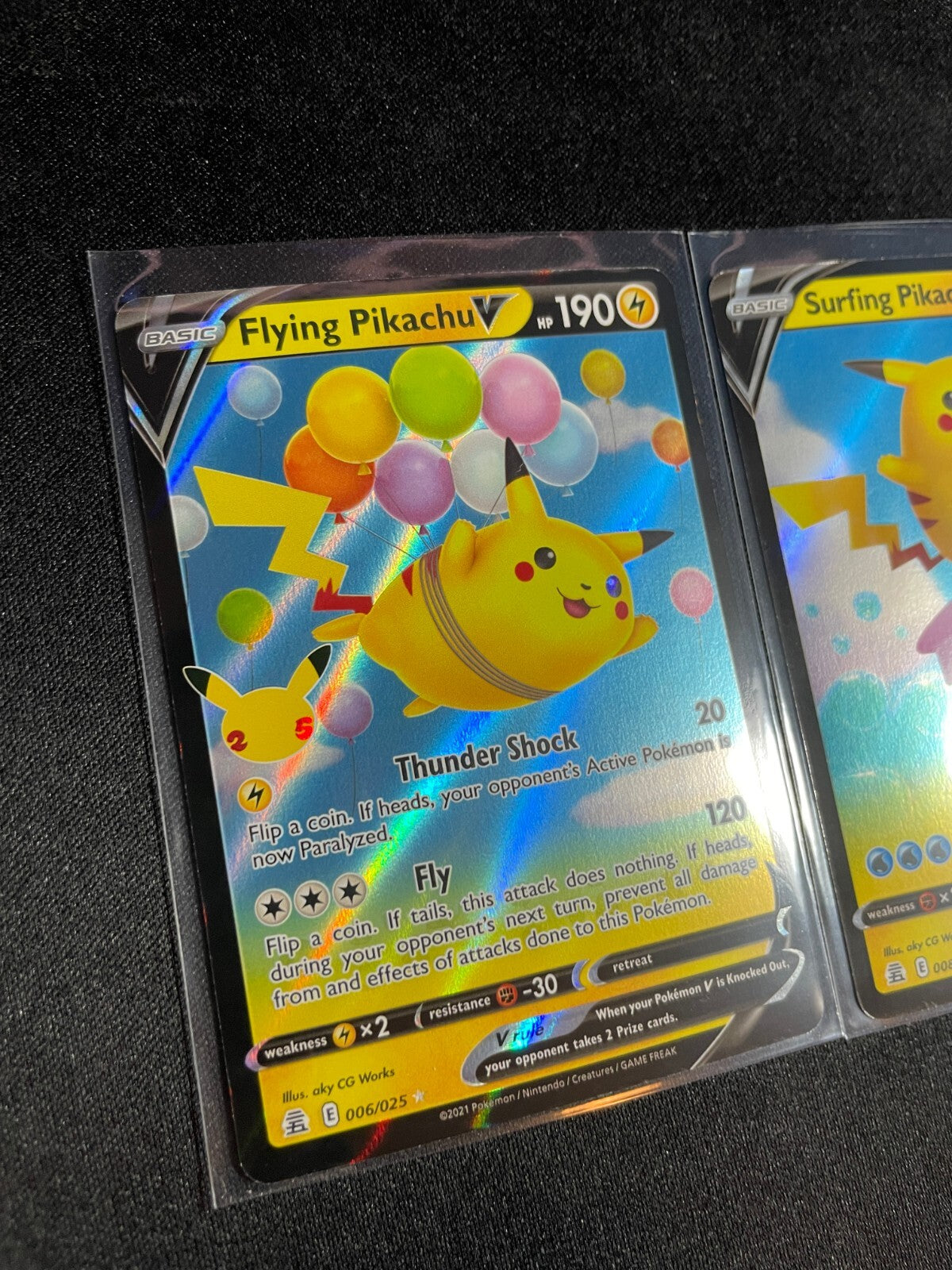 Flying Pikachu V 006/025 & Surfing Pikachu V 008/025 - Celebrations Pokemon 25th