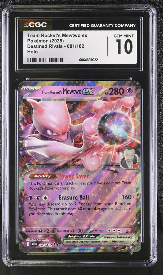 CGC 10 - Team Rocket's Mewtwo ex 081/182 Double Rare - Pokemon Destined Rivals