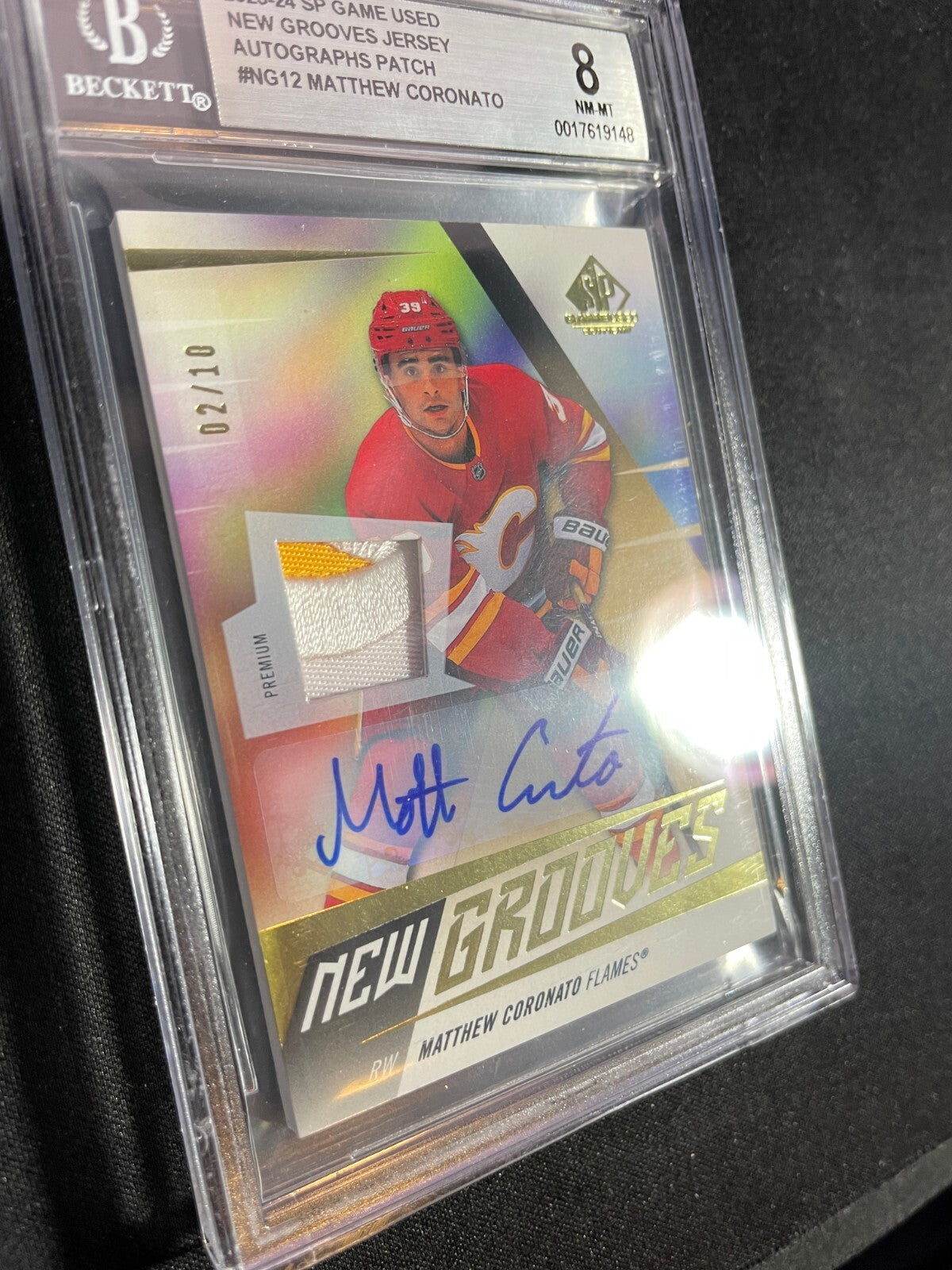 BGS 8 - Matthew Coronato #NG-12 RPA Rookie Patch Auto /10 - 2023-24 SP Game Used