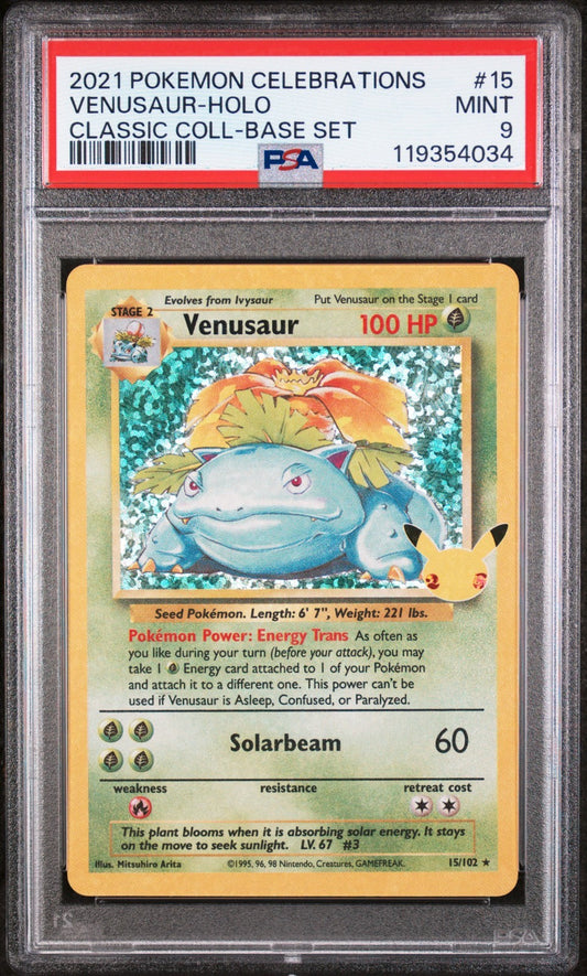PSA 9 - Venusaur 15/102 Holo Rare  Celebrations Classic Collection Pokemon 25th