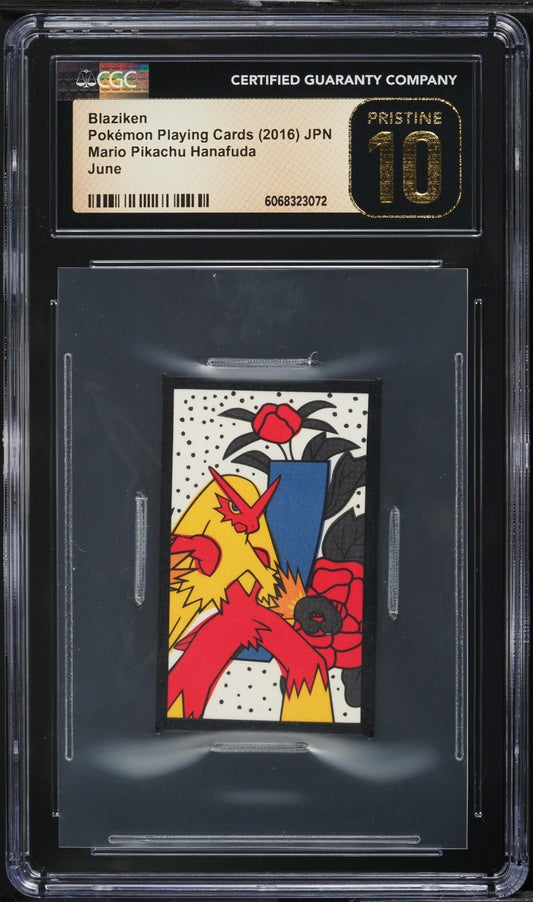 CGC 10 Pristine - Blaziken June - Pokemon Mario Pikachu Hanafuda Playing Card JP