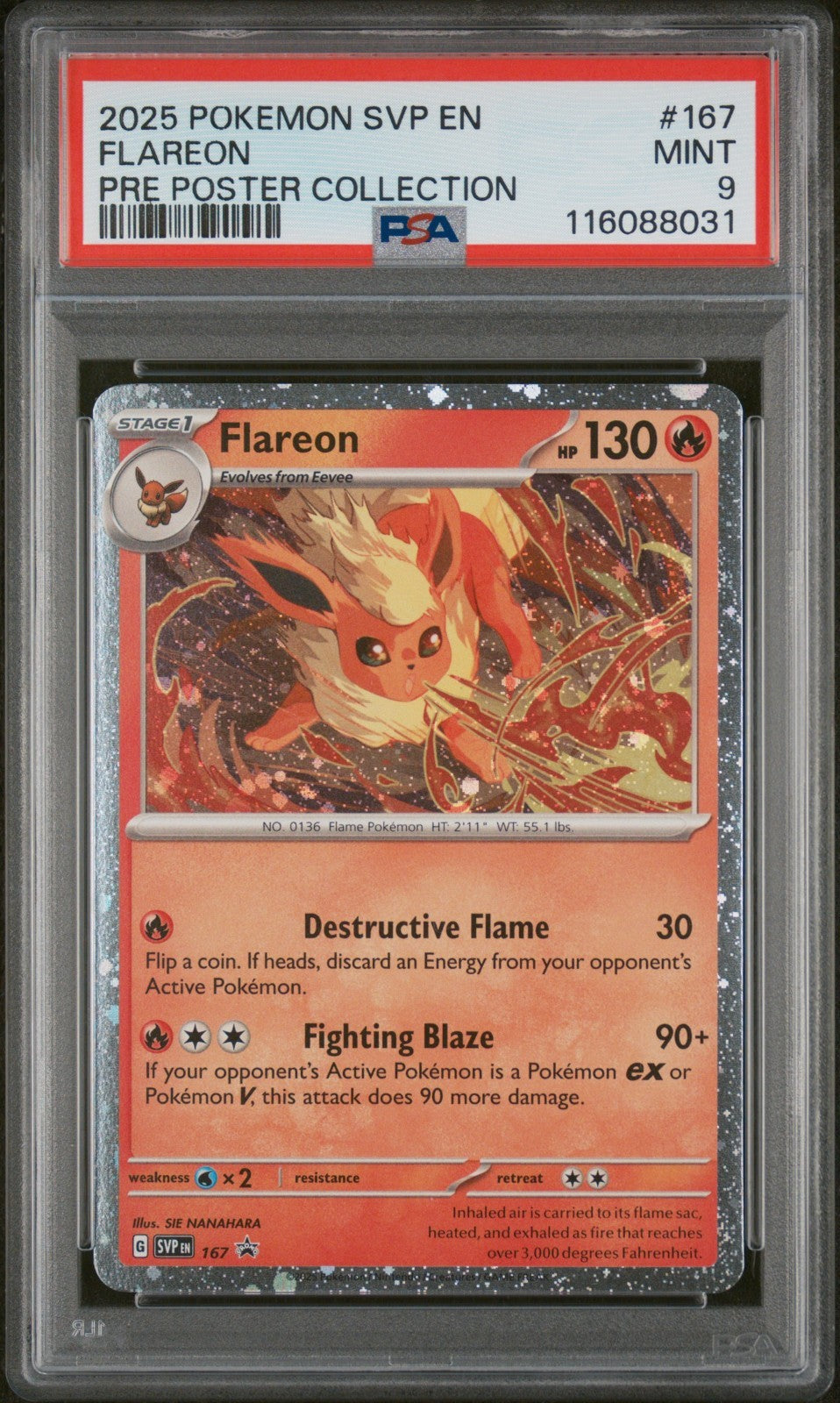 PSA 9 - Flareon 167 SVP Cosmos Holo Promo - Prismatic Evolutions Pokemon TCG