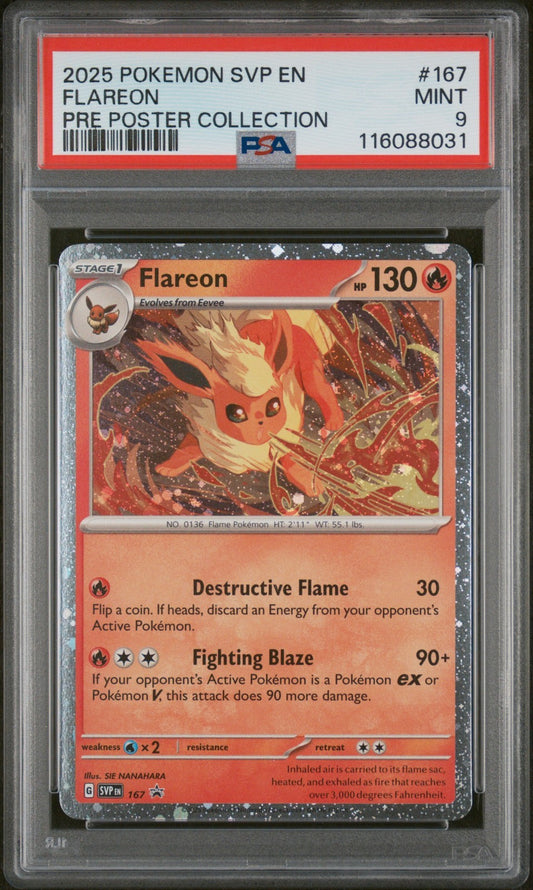 PSA 9 - Flareon 167 SVP Cosmos Holo Promo - Prismatic Evolutions Pokemon TCG