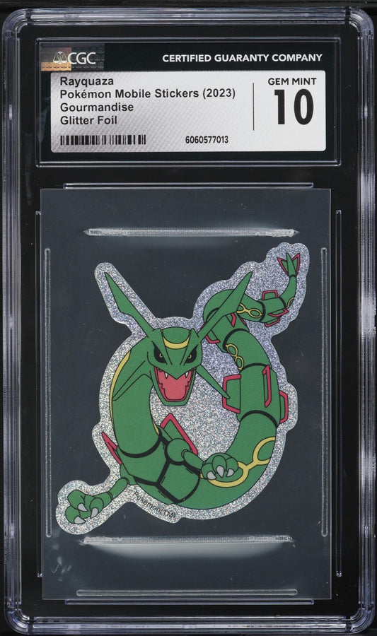 CGC 10 - Rayquaza Glitter Foil  Pokemon Gourmandise Mobile Sticker 2023 Gem Mint