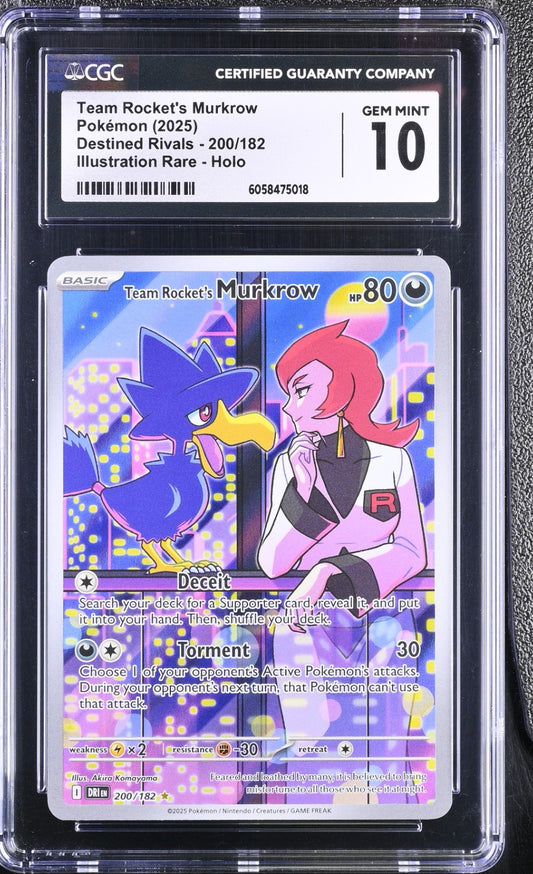 CGC 10 - Team Rocket's Murkrow 200/182 Illustration Rare Pokemon Destined Rivals
