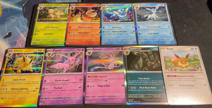 All 8 Eeveelutions Holos & Non Holo Eevee Set - Prismatic Evolutions Pokemon TCG