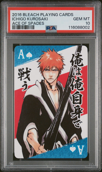 PSA 10 - Ichigo Kurosaki Ace of Spades Bleach Quotes Poker Playing Card - POP 2!