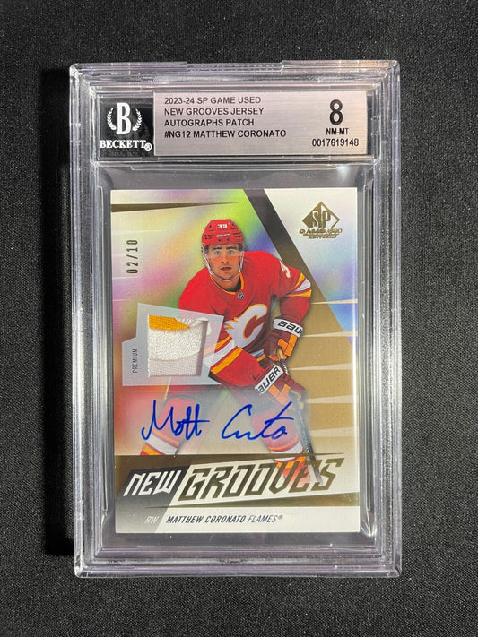 BGS 8 - Matthew Coronato #NG-12 RPA Rookie Patch Auto /10 - 2023-24 SP Game Used