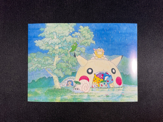 Pokemon Gold Postcard - Pikachu & Friends In the Rain - Keiko Fukuyama 1999 - LP