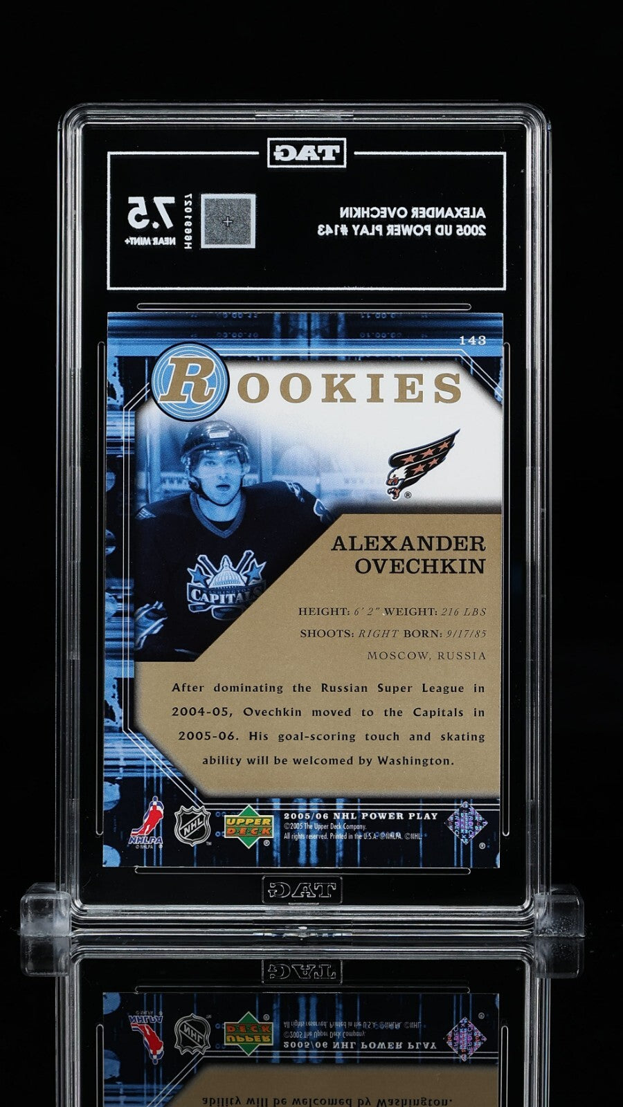 TAG 7.5 - Alexander Ovechkin #143 Rookie RC 2005-06 Upper Deck Power Play Hockey