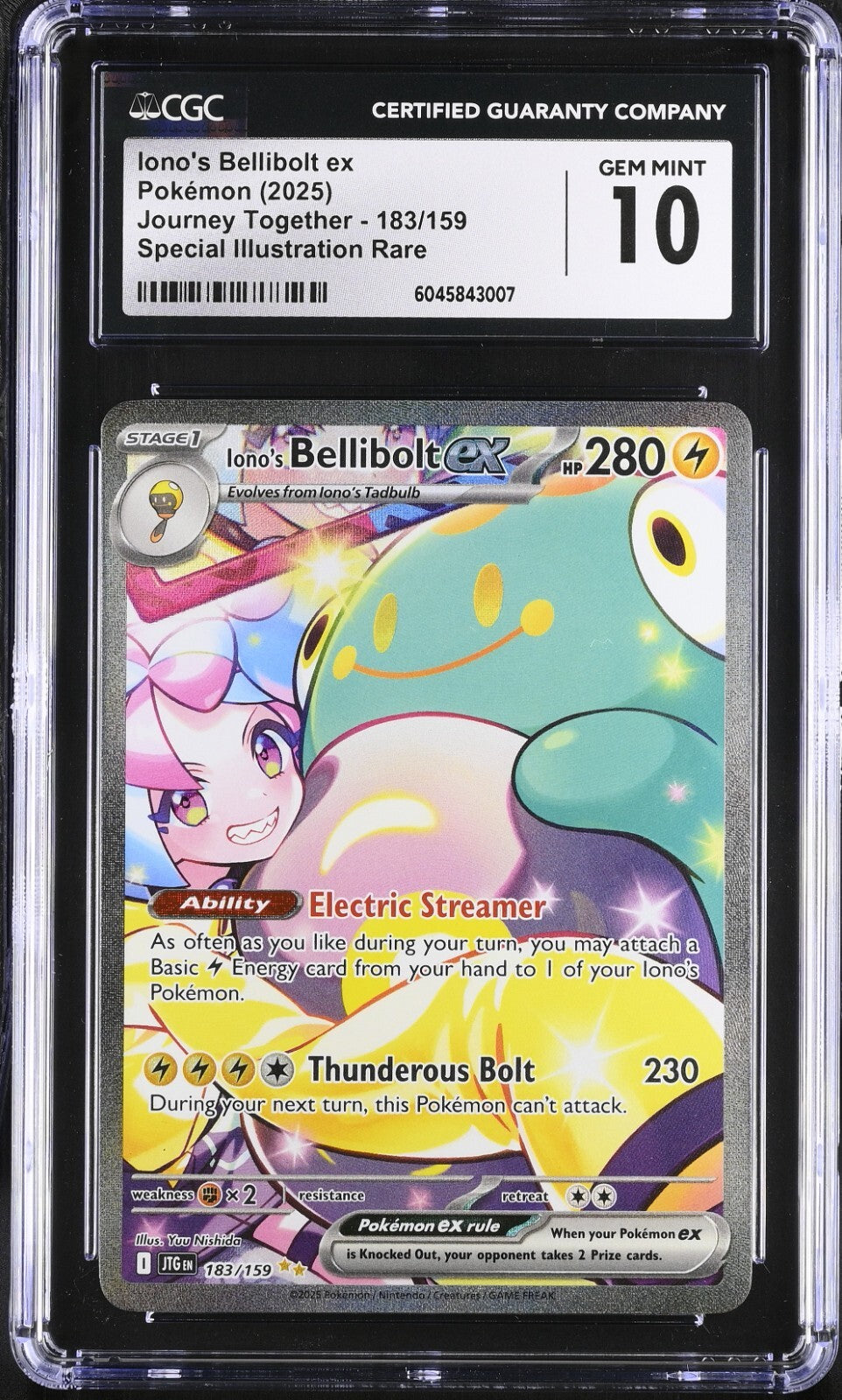 CGC 10 - Iono's Bellibolt ex 183/159 SIR - Journey Together Pokemon Gem Mint
