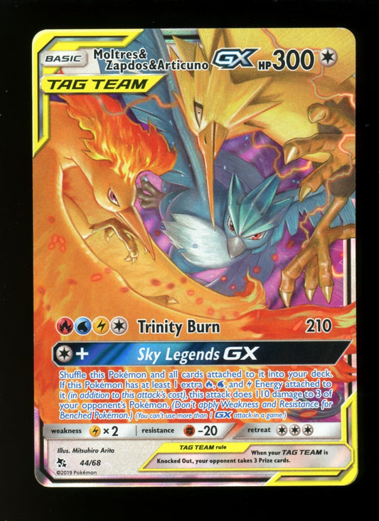 Moltres & Zapdos & Articuno GX 44/68 Ultra Rare Pokemon Hidden Fates Sun Moon LP