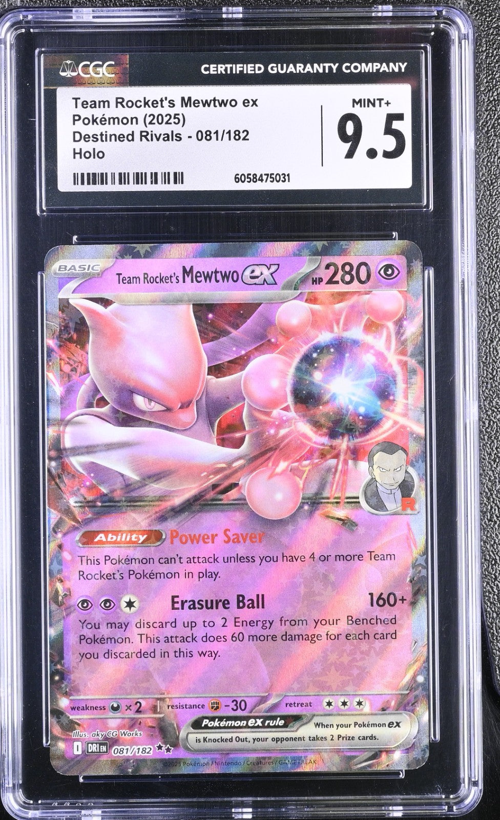 CGC 9.5 - Team Rocket's Mewtwo ex 081/182 Double Rare - Pokemon Destined Rivals