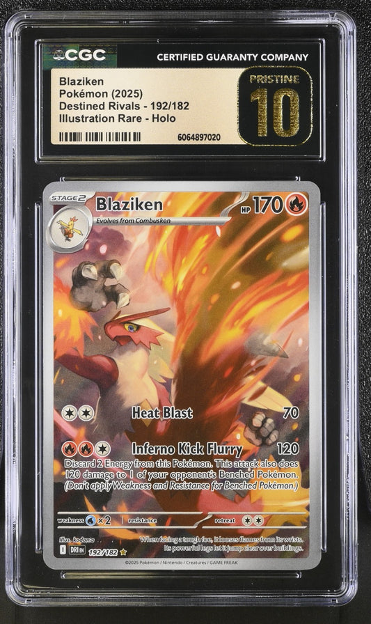 CGC 10 Pristine - Blaziken 192/182 Illustration Rare - Pokemon Destined Rivals