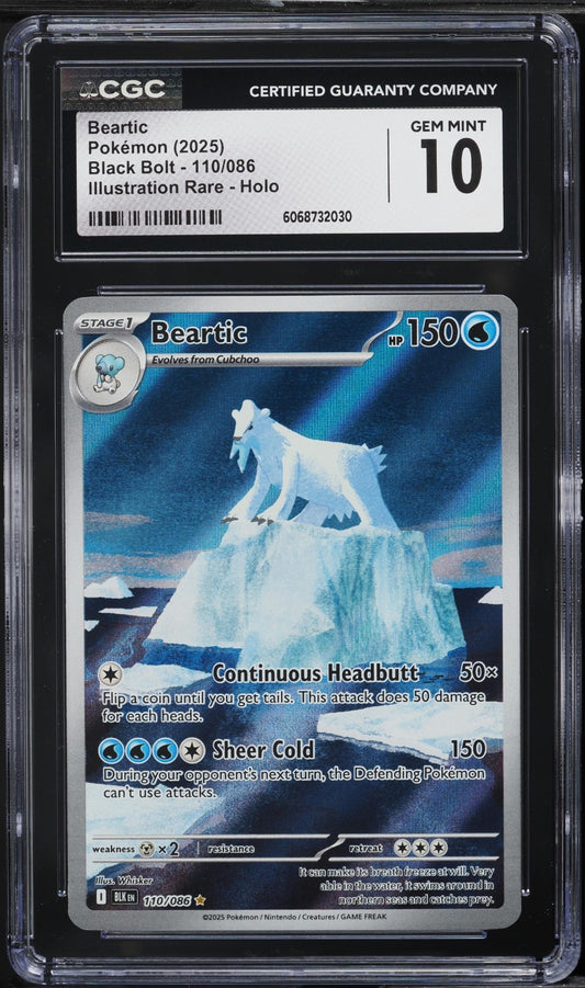 CGC 10 - Beartic 110/086 Illustration Rare - Pokemon Black Bolt ENGLISH Gem Mint