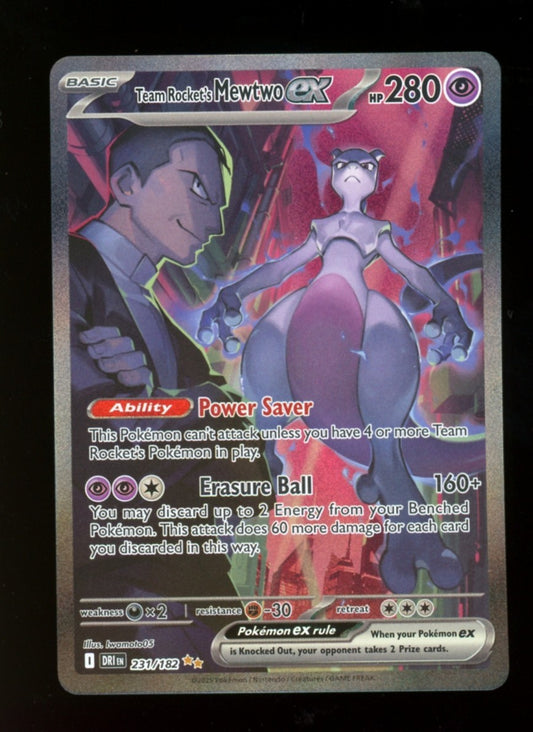 Team Rocket's Mewtwo ex 231/182 SIR - Pokemon Destined Rivals Scarlet Violet NM