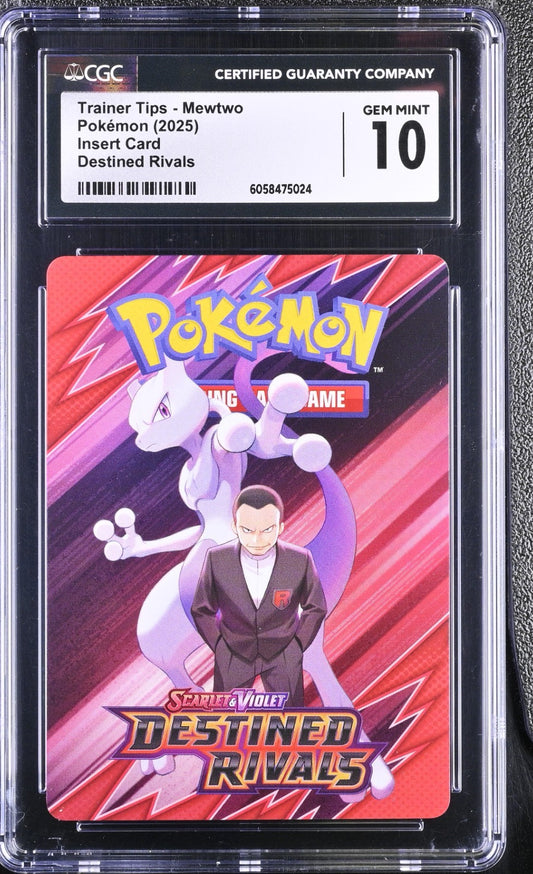 CGC 10 - Mewtwo & Giovanni Trainer Tips Insert Card  Pokemon Destined Rivals Gem
