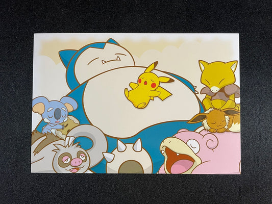 Pokemon Center Postcard - Sleeping Pikachu Snorlax & Friends - 5.8" x 4" NM
