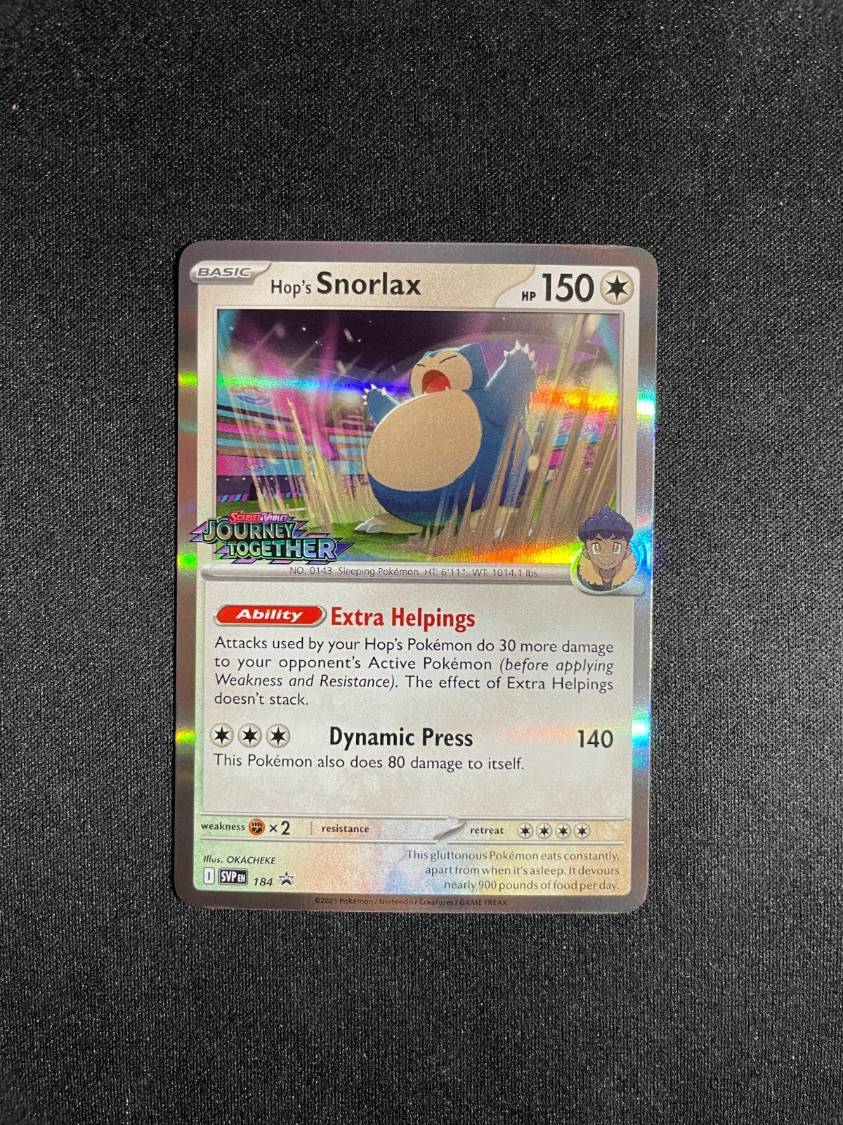 Hop's Snorlax 184 SVP Journey Together Stamped Pre-Release Promo Pokemon - LP