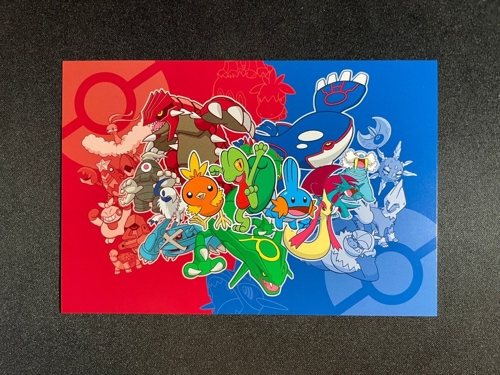 Pokemon Center Postcard Hoenn Ruby Sapphire Rayquaza Groudon etc 5.8" x 4" LP #2
