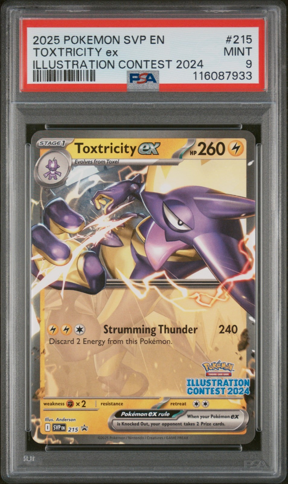 PSA 9 Set Feraligatr Pikachu 214 Toxtricity ex Pokemon Illustration Contest 2024