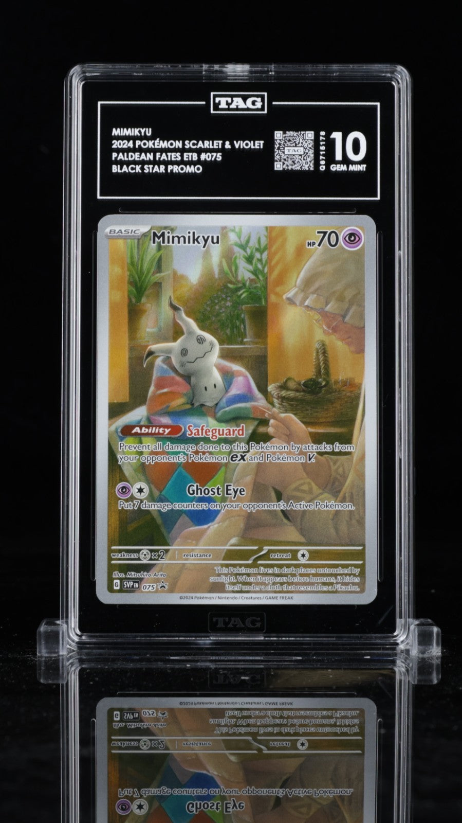 TAG 10 - Mimikyu 075 SVP Black Star Promo - Paldean Fates ETB Pokemon TCG