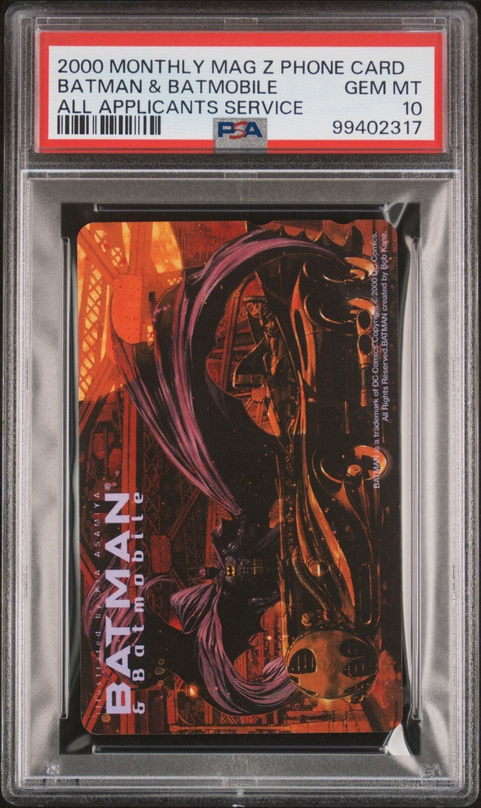 PSA 10 - Batman & Batmobile - Japanese Monthly Magazine Z Phone Card 2000 POP 1