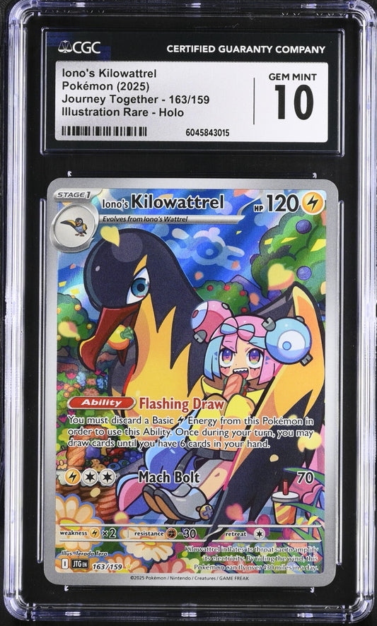 CGC 10 Iono's Kilowattrel 163/159 Illustration Rare Journey Together Pokemon Gem