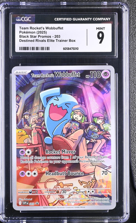 CGC 9 - Team Rocket's Wobbuffet 203 SVP - Pokemon Destined Rivals ETB Promo