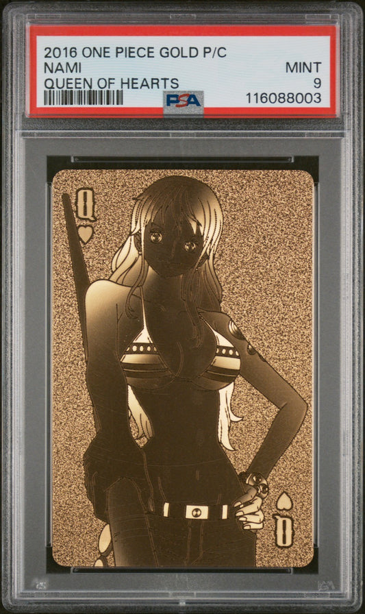 PSA 9 - Nami Queen of Hearts - One Piece Gold Poker Playing Card 2016