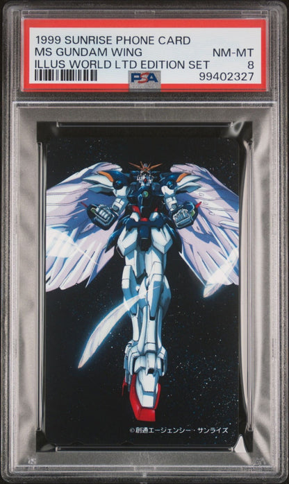 PSA 8 - Wing Gundam Zero - Gundam Wing Japanese Sunrise Phone Card Vintage 1999
