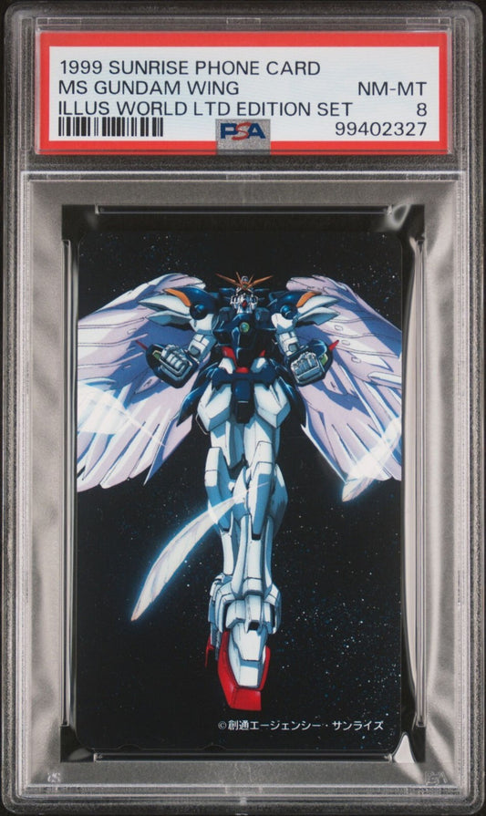 PSA 8 - Wing Gundam Zero - Gundam Wing Japanese Sunrise Phone Card Vintage 1999