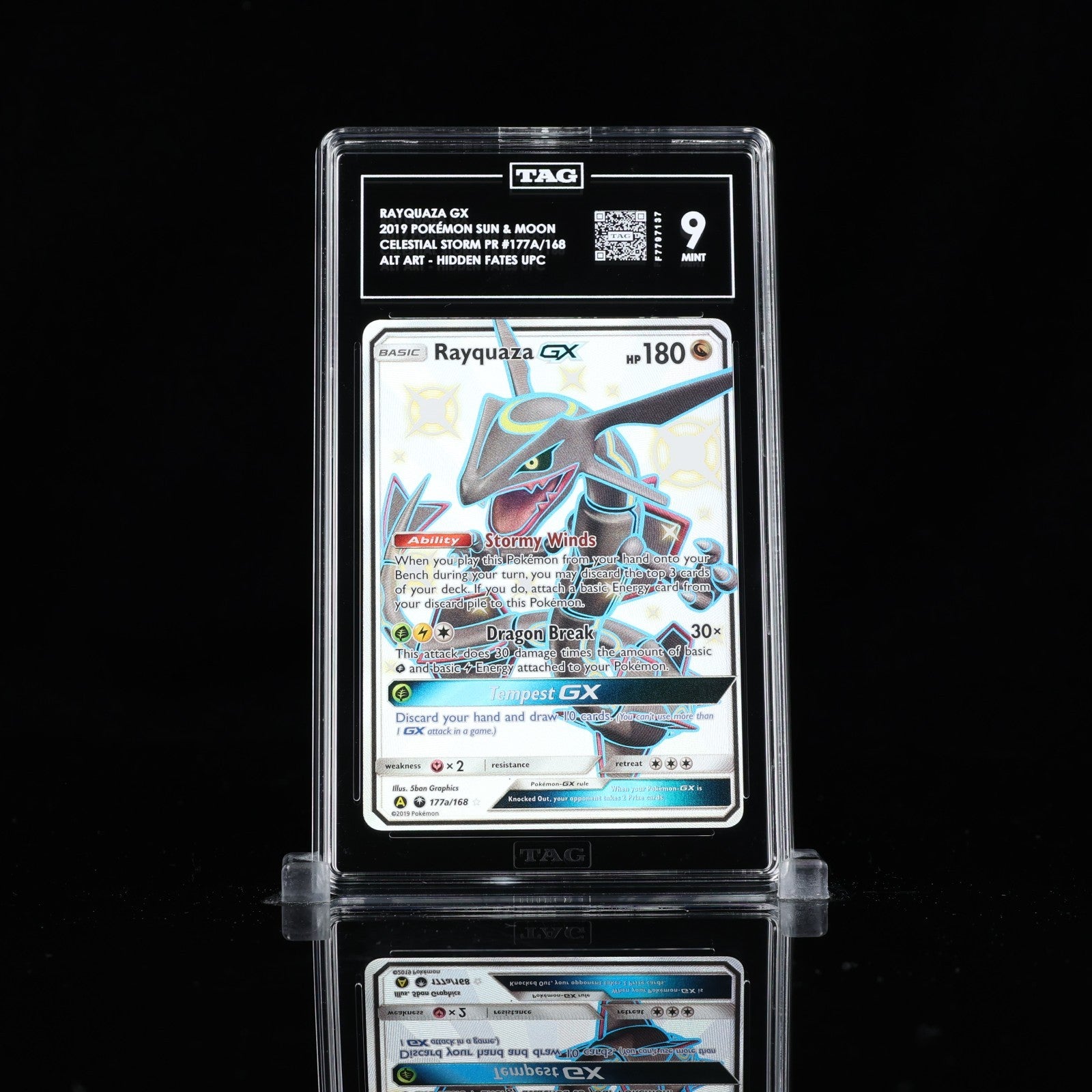 TAG 9 - Rayquaza GX 177a/168 Shiny Alternate Art Hidden Fates Pokemon Sun & Moon