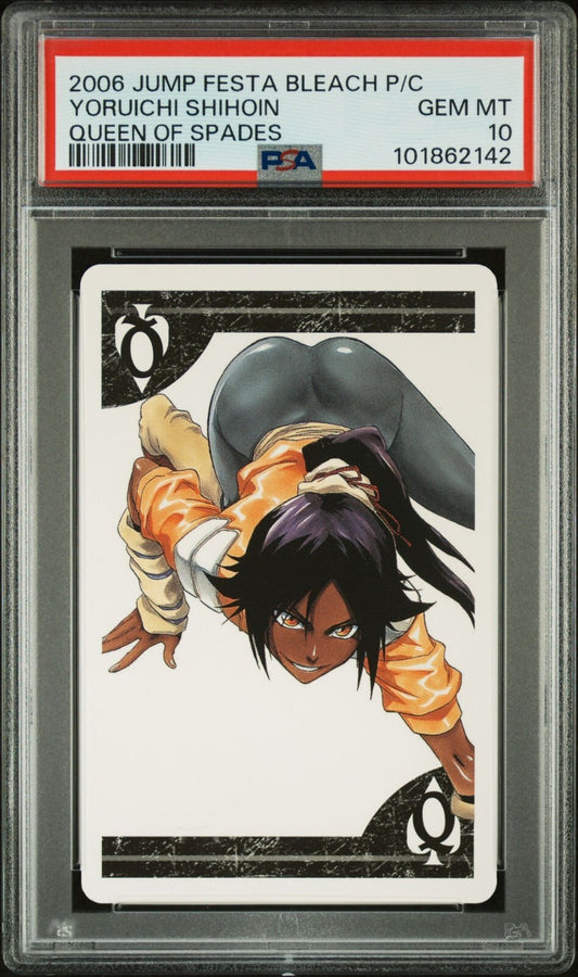 PSA 10 - Yoruichi Shihoin Q. of Spades Bleach Jump Festa 2006 Poker Playing Card