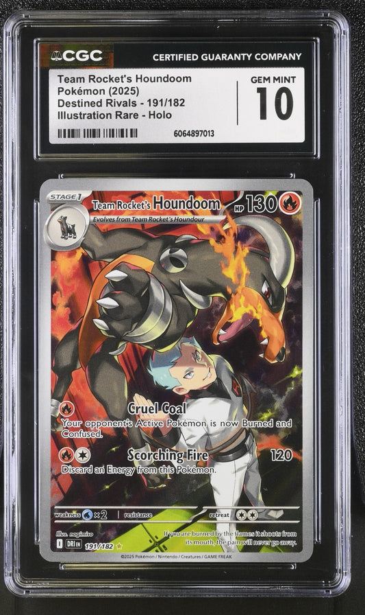 CGC 10 Team Rocket's Houndoom 191/182 Illustration Rare Pokemon Destined Rivals