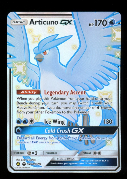 Articuno GX SV54/SV94 Full Art Shiny - Hidden Fates Pokemon Sun & Moon - NM