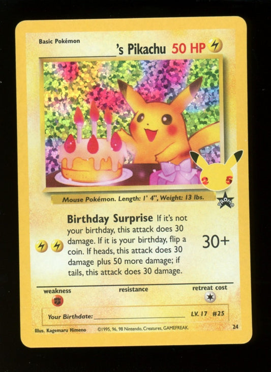 Birthday Pikachu #24 - Celebrations Classic Collection Pokemon TCG - NM