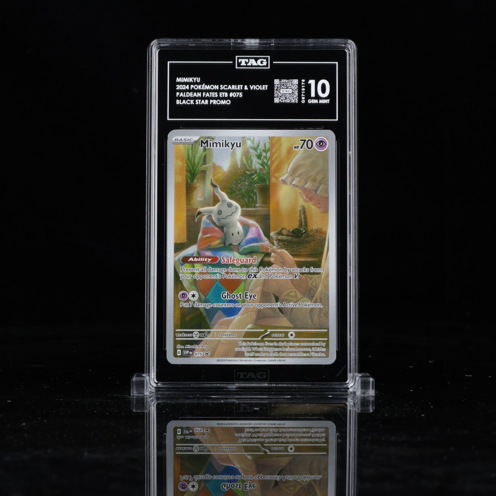 TAG 10 - Mimikyu 075 SVP Black Star Promo - Paldean Fates ETB Pokemon TCG