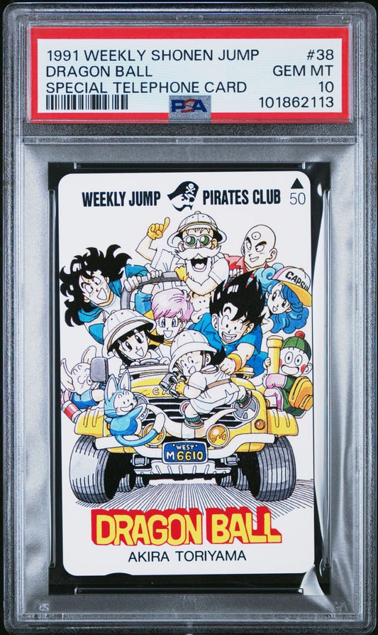 PSA 10 - Goku & Friends Dragon Ball Weekly Jump Toriyama Phone Card Vintage 1991