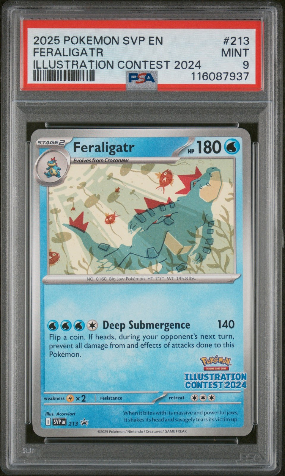 PSA 9 Set Feraligatr Pikachu 214 Toxtricity ex Pokemon Illustration Contest 2024
