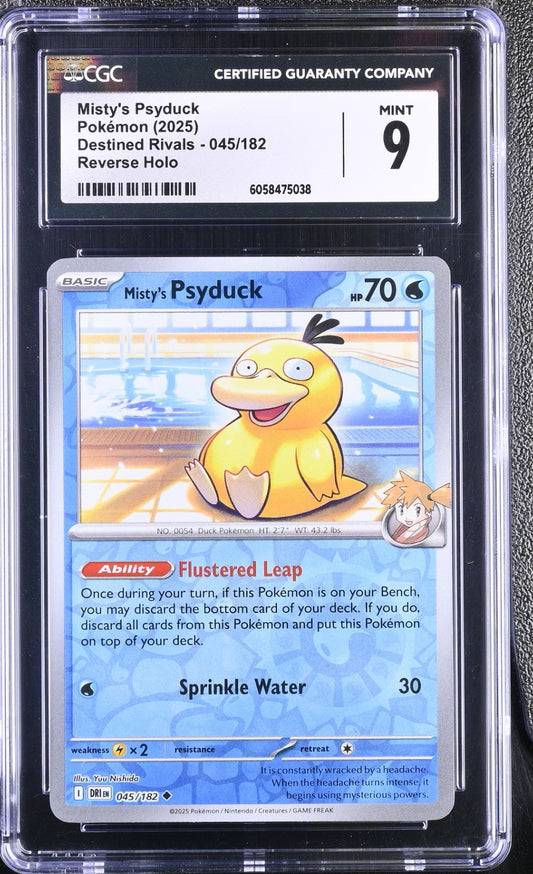 CGC 9 - Misty's Psyduck 045/182 Reverse Holo - Pokemon Destined Rivals DRI EN