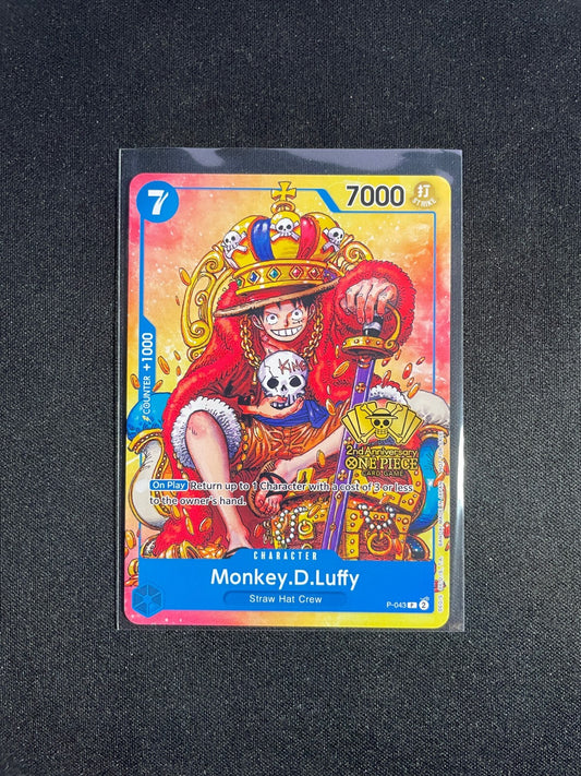 Monkey D. Luffy P-043 2nd Anniversary Promo - One Piece TCG ENGLISH - NM
