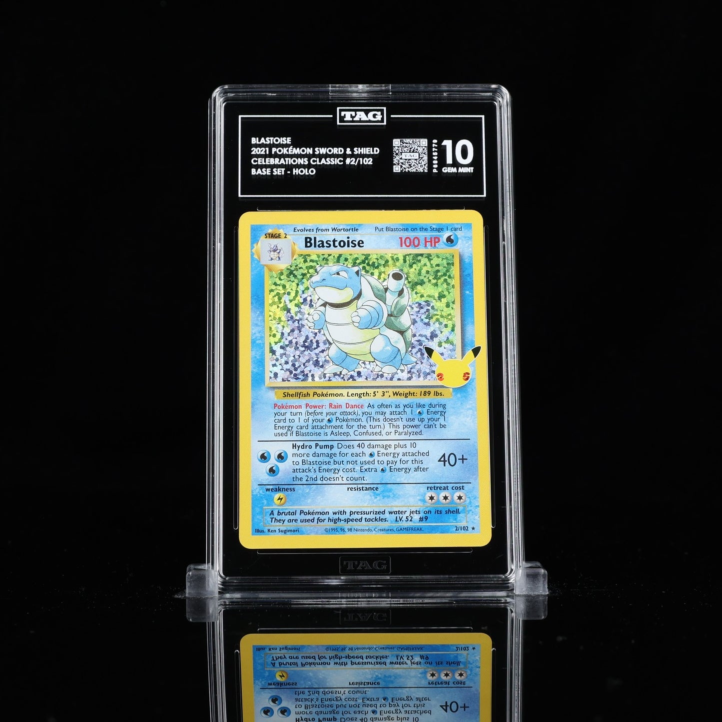 TAG 10 - Blastoise 2/102 - Celebrations Classic Collection Pokemon 25th Gem Mint